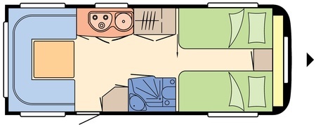 Grundriss Mietwohnwagen Kategorie 1 Grundriss Mietwohnwagen Kategorie 1
